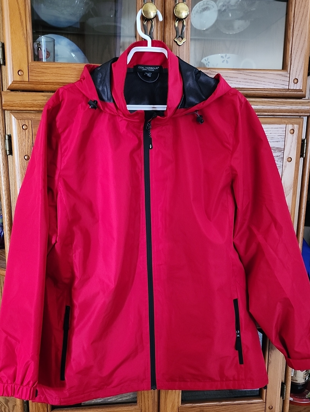 Coral Bay Women's Bright Red Hooded Windbreaker Jacket